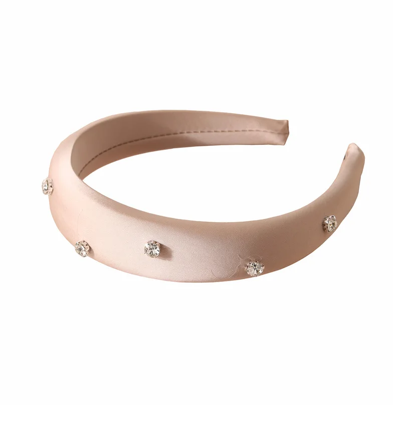 Luxury Rhinestone Sponge Headband for Women High Fluffy Solid Color Hairband Fashion Elegant Hair Accessories Japan/Korean Style