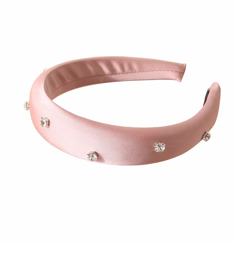 Luxury Rhinestone Sponge Headband for Women High Fluffy Solid Color Hairband Fashion Elegant Hair Accessories Japan/Korean Style