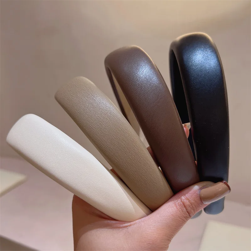 1pc Leather wide headband for women, retro French style face wash, hair pressure headband, hair clip headband, hair accessory
