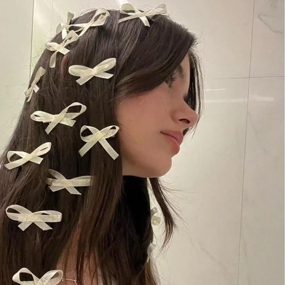 10 PCS Ribbon Bow Hair Clip Sweet Bowknot Cute Korean Girls Female Hairpin Fashion Barrettes Lovely Headwear Hair Grip Bobby Pin