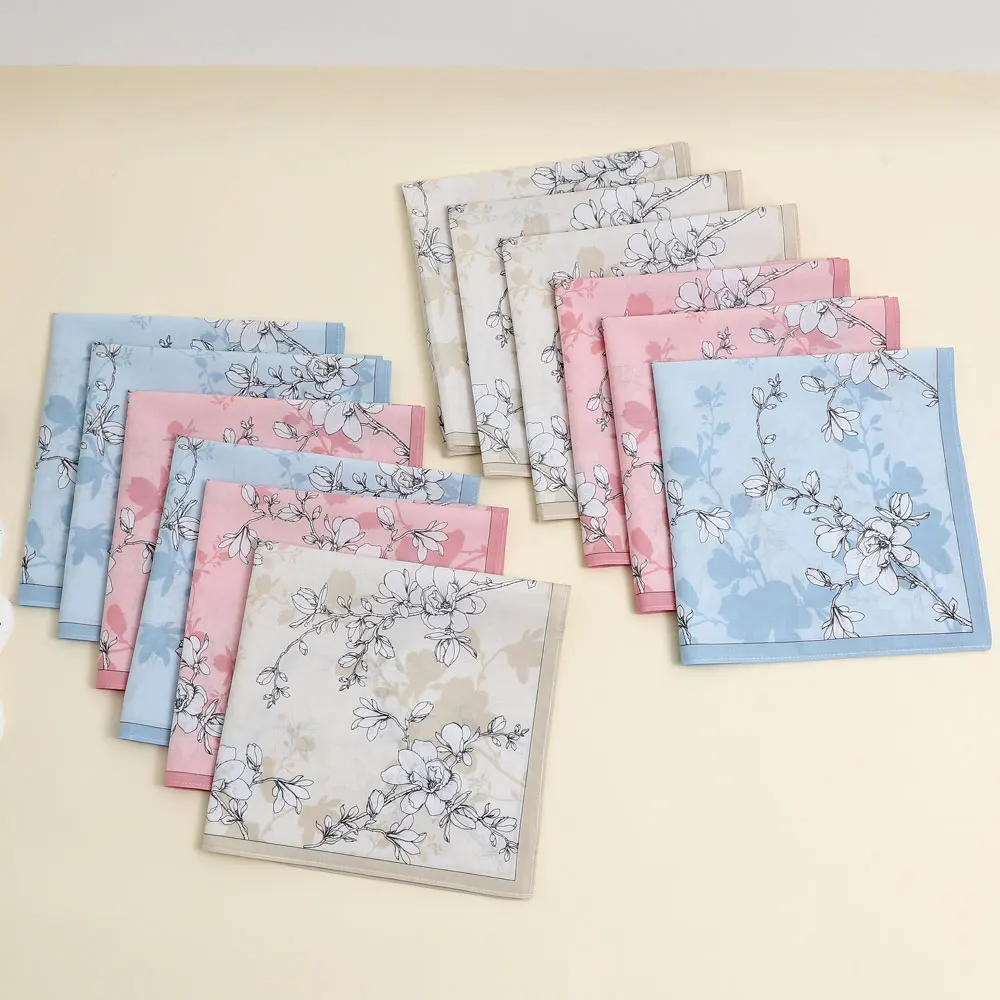 3-Pack of Pure Cotton Women's Handkerchiefs, Classic Floral Flap Pocket Pants Squares, Bridal Handkerchiefs, Holiday and Mother's Day Gifts