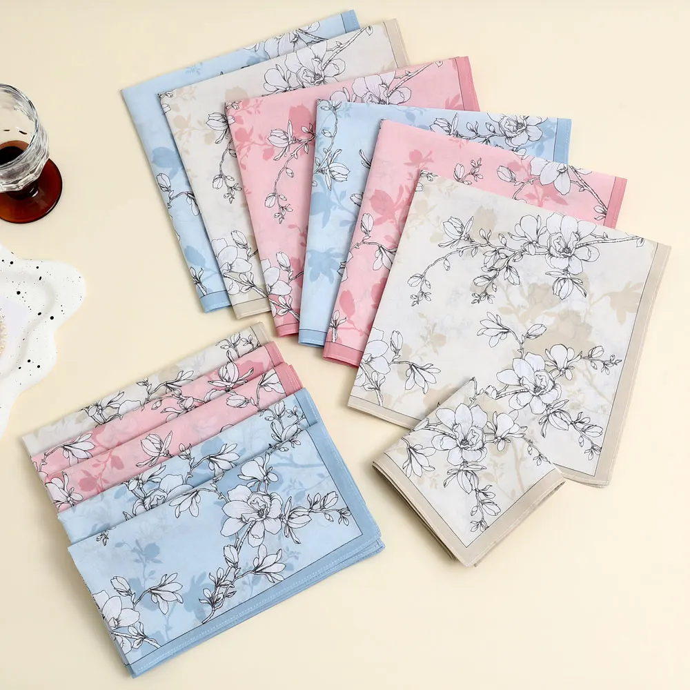 3-Pack of Pure Cotton Women's Handkerchiefs, Classic Floral Flap Pocket Pants Squares, Bridal Handkerchiefs, Holiday and Mother's Day Gifts
