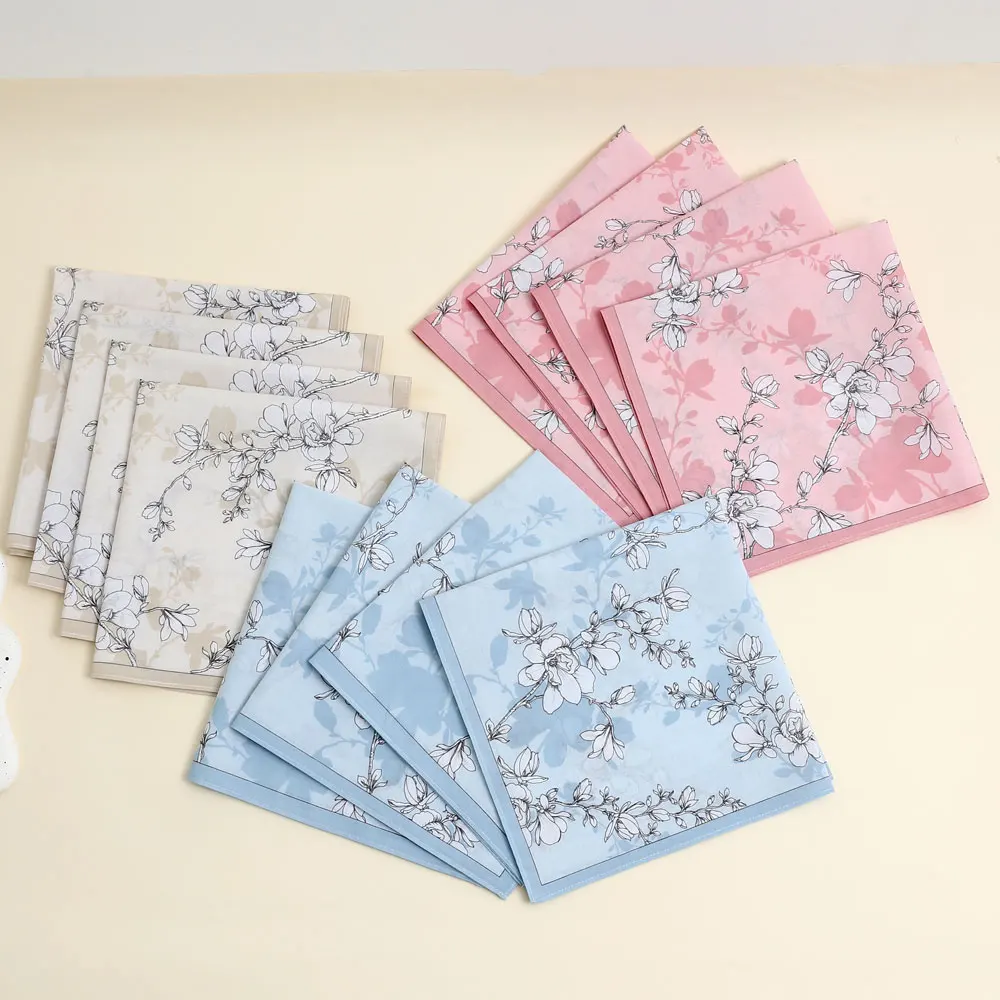 3-Pack of Pure Cotton Women's Handkerchiefs, Classic Floral Flap Pocket Pants Squares, Bridal Handkerchiefs, Holiday and Mother's Day Gifts