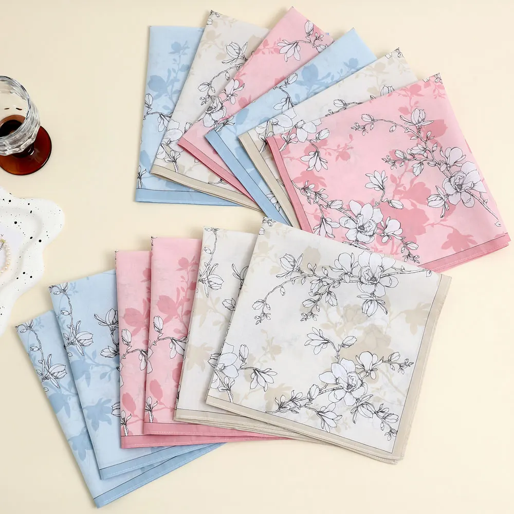 3-Pack of Pure Cotton Women's Handkerchiefs, Classic Floral Flap Pocket Pants Squares, Bridal Handkerchiefs, Holiday and Mother's Day Gifts