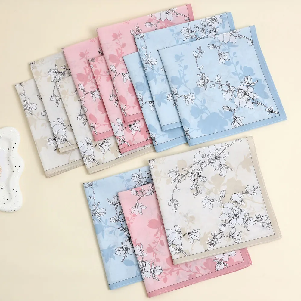 3-Pack of Pure Cotton Women's Handkerchiefs, Classic Floral Flap Pocket Pants Squares, Bridal Handkerchiefs, Holiday and Mother's Day Gifts