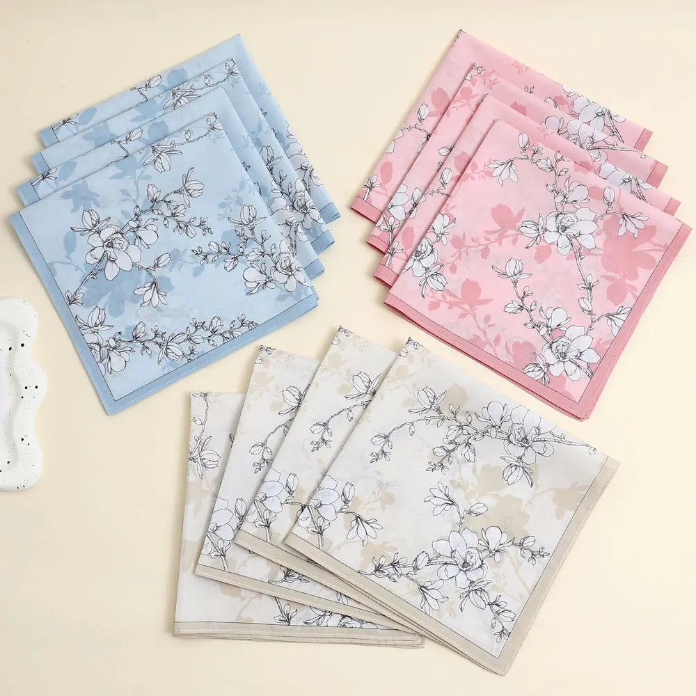 3-Pack of Pure Cotton Women's Handkerchiefs, Classic Floral Flap Pocket Pants Squares, Bridal Handkerchiefs, Holiday and Mother's Day Gifts