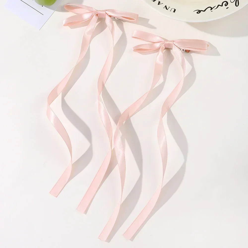 2 Pcs Fabric Hair Bow Hairpin for Women Girls Ribbon Hair Clips Headwear Black White Bow Top Clip Female Hair Accessories