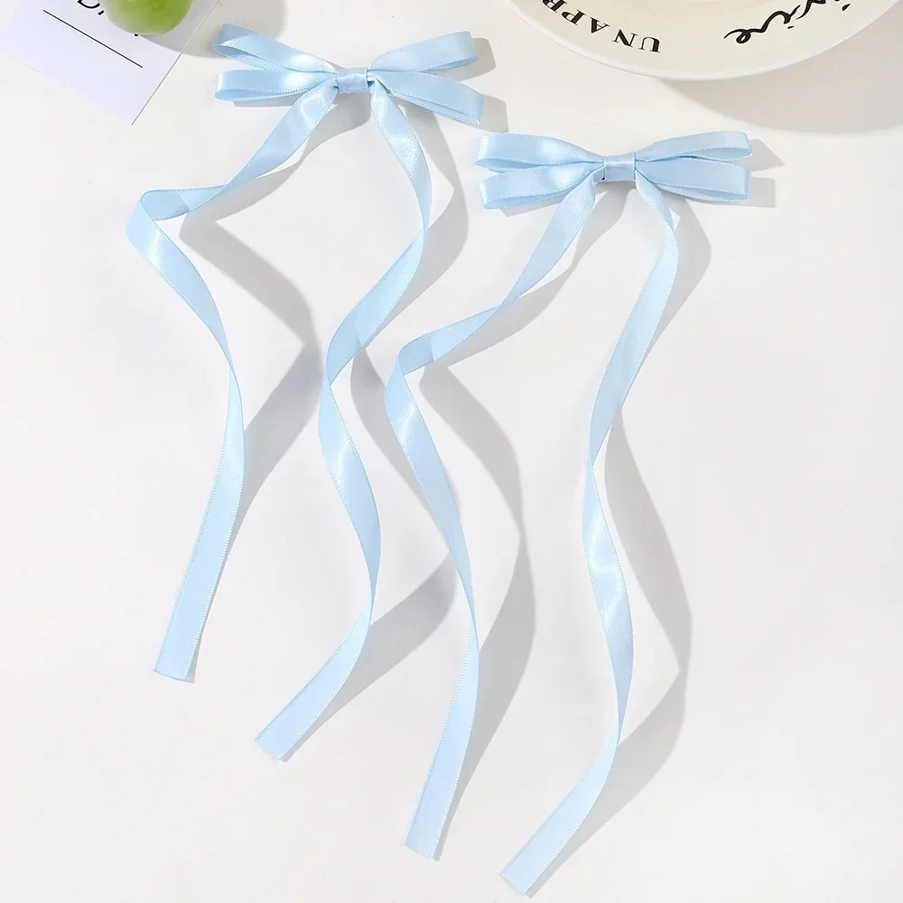 2 Pcs Fabric Hair Bow Hairpin for Women Girls Ribbon Hair Clips Headwear Black White Bow Top Clip Female Hair Accessories