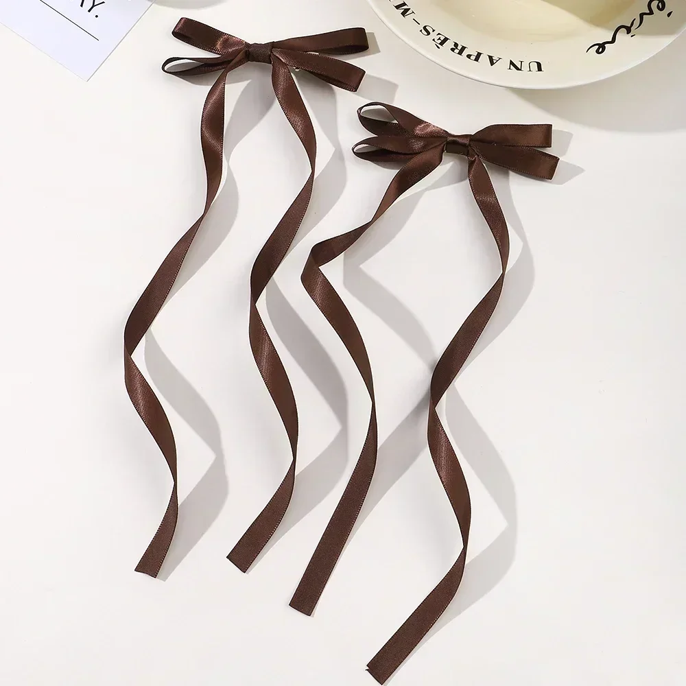 2 Pcs Fabric Hair Bow Hairpin for Women Girls Ribbon Hair Clips Headwear Black White Bow Top Clip Female Hair Accessories