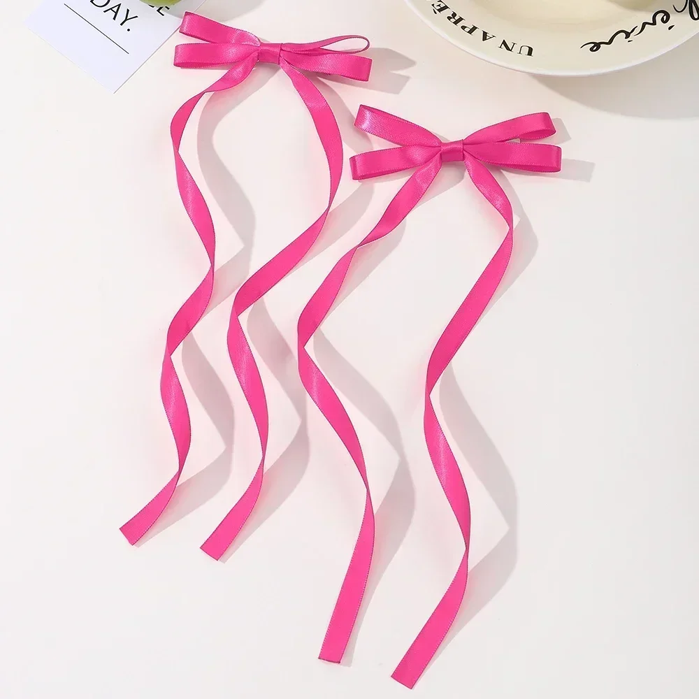 2 Pcs Fabric Hair Bow Hairpin for Women Girls Ribbon Hair Clips Headwear Black White Bow Top Clip Female Hair Accessories