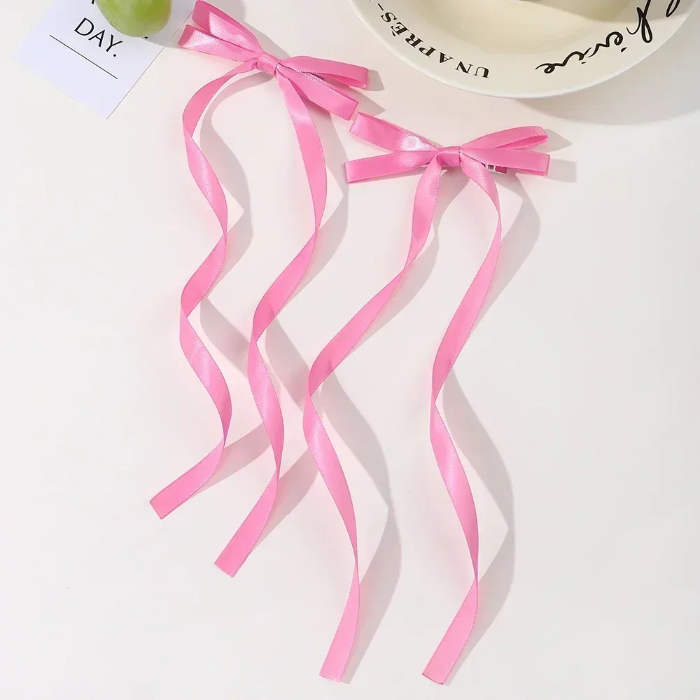 2 Pcs Fabric Hair Bow Hairpin for Women Girls Ribbon Hair Clips Headwear Black White Bow Top Clip Female Hair Accessories