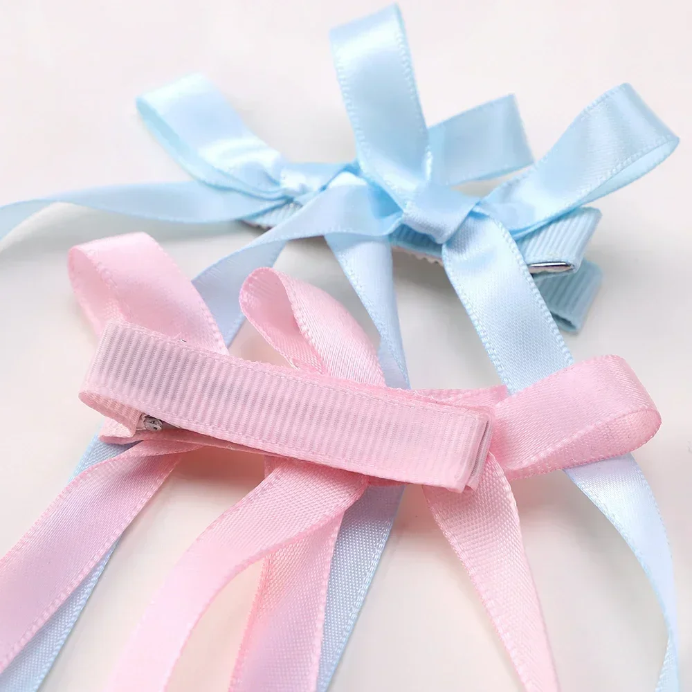 2 Pcs Fabric Hair Bow Hairpin for Women Girls Ribbon Hair Clips Headwear Black White Bow Top Clip Female Hair Accessories