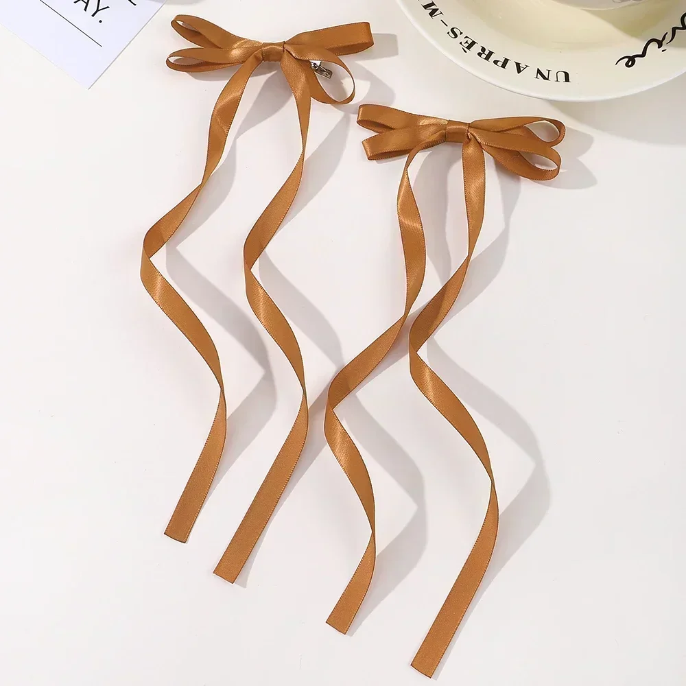 2 Pcs Fabric Hair Bow Hairpin for Women Girls Ribbon Hair Clips Headwear Black White Bow Top Clip Female Hair Accessories