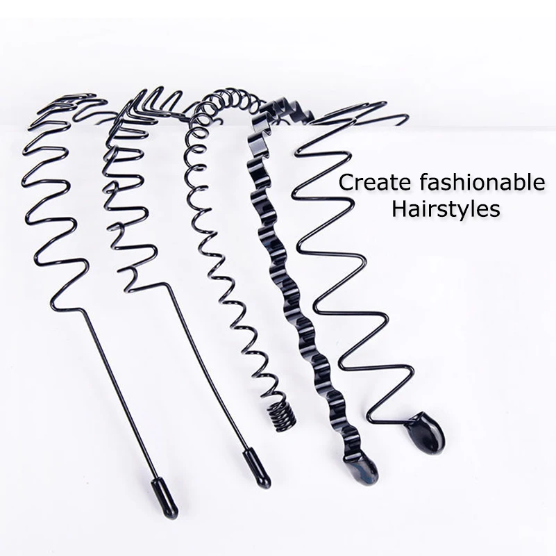 6PCS Metal Headband for Men Women Fashion Hair Bands Outdoors Sports Non Slip Smooth Elastic Teeth Comb Unisex Hair Accessories