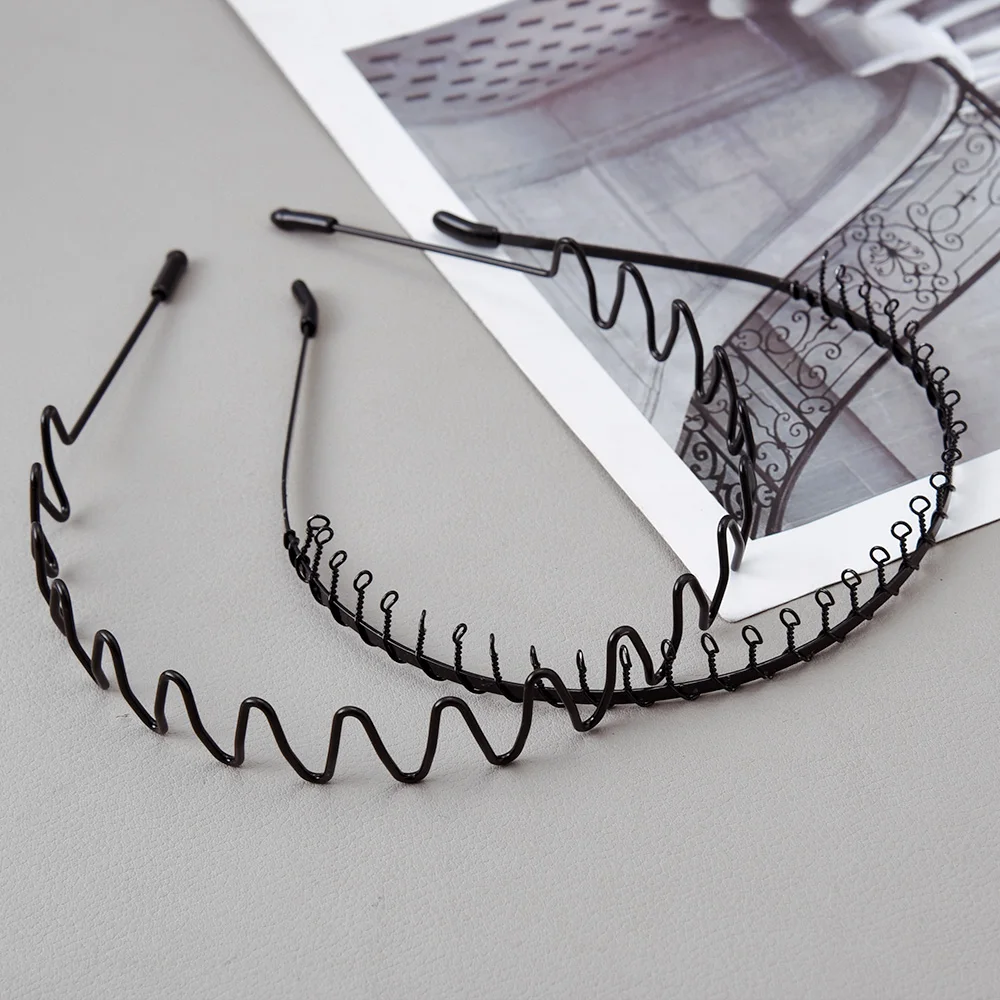 6PCS Metal Headband for Men Women Fashion Hair Bands Outdoors Sports Non Slip Smooth Elastic Teeth Comb Unisex Hair Accessories