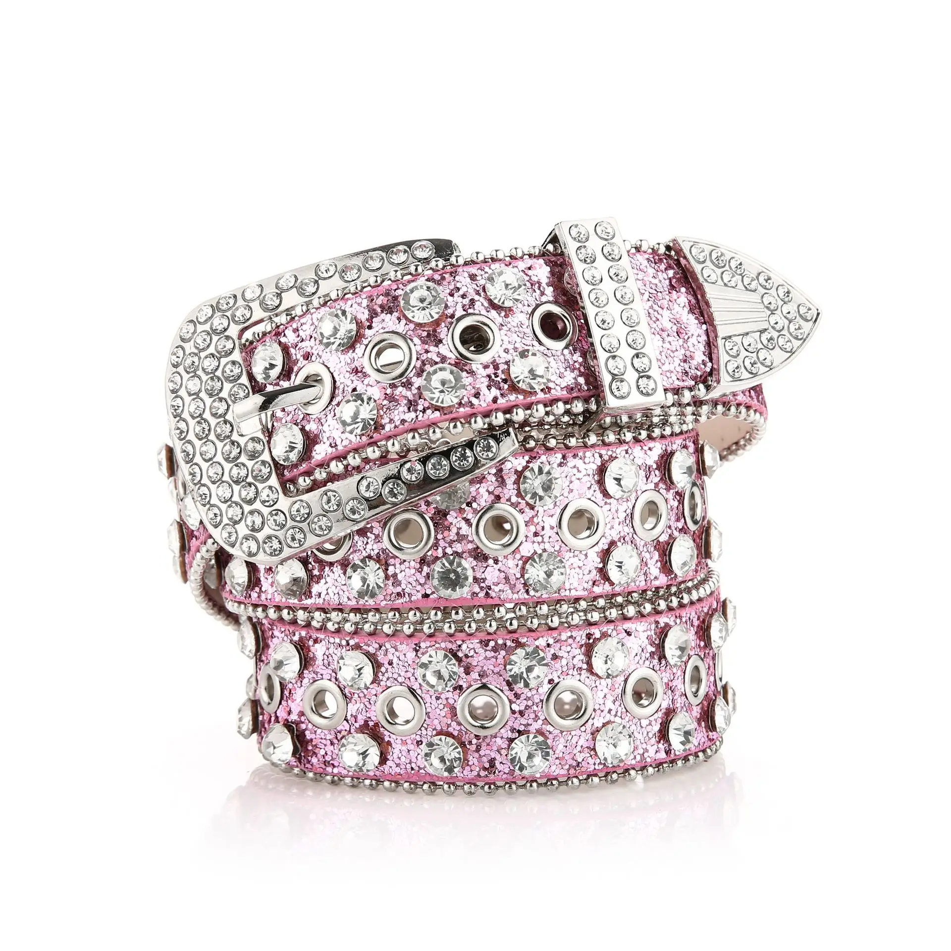 Punk Style Studded Belts for Women Y2K Rhinestone Female Belt PU Leather Ladies Waist Strap Decoration