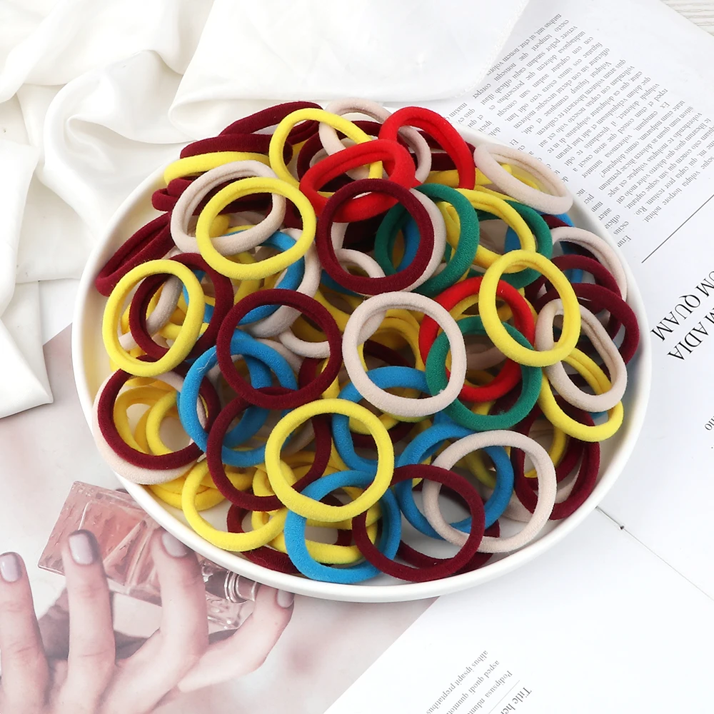 100/200PCS 4cm Elastic Hair Bands Candy Colors Hair Ties for Girls Chidren Headband Colorful Hair Accessories Headwear Wholesale