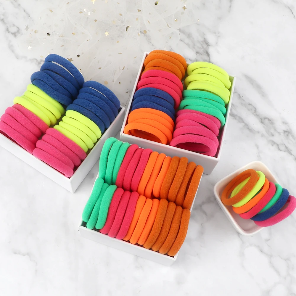 100/200PCS 4cm Elastic Hair Bands Candy Colors Hair Ties for Girls Chidren Headband Colorful Hair Accessories Headwear Wholesale