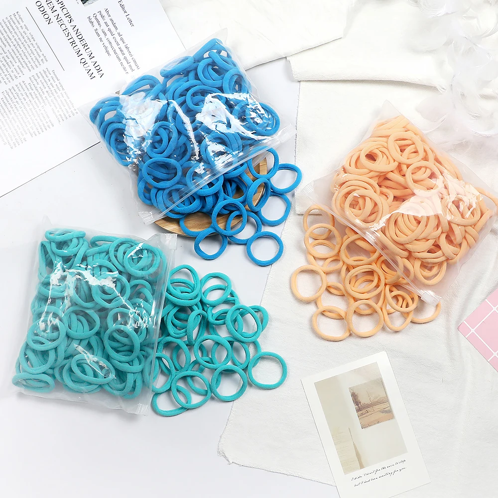 100/200PCS 4cm Elastic Hair Bands Candy Colors Hair Ties for Girls Chidren Headband Colorful Hair Accessories Headwear Wholesale
