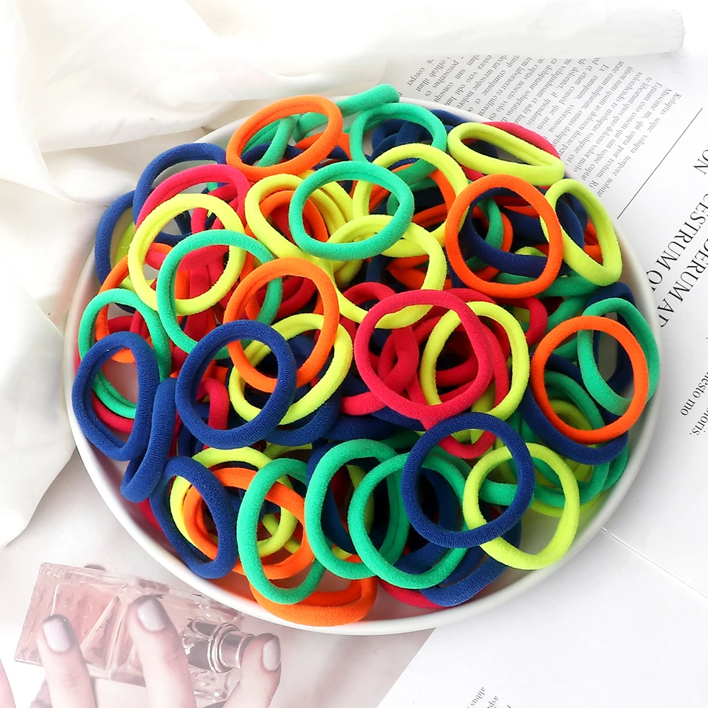 100/200PCS 4cm Elastic Hair Bands Candy Colors Hair Ties for Girls Chidren Headband Colorful Hair Accessories Headwear Wholesale