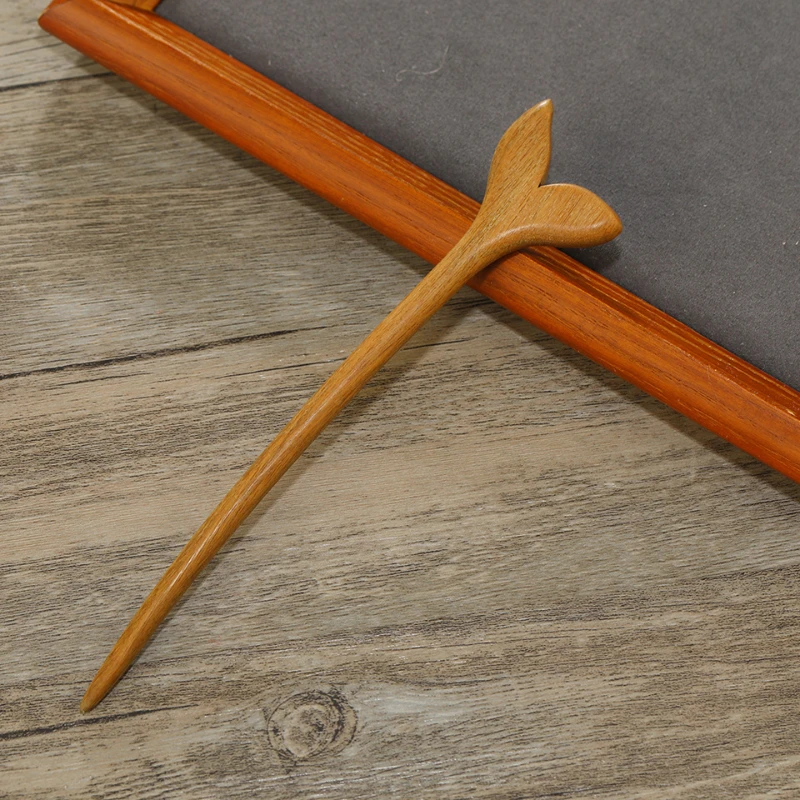 Retro New Chinese Style Cool Tail Sandalwood Hairpin with Chinese Style One Word Plate Hairpin, Ancient Hanfu Headpiece