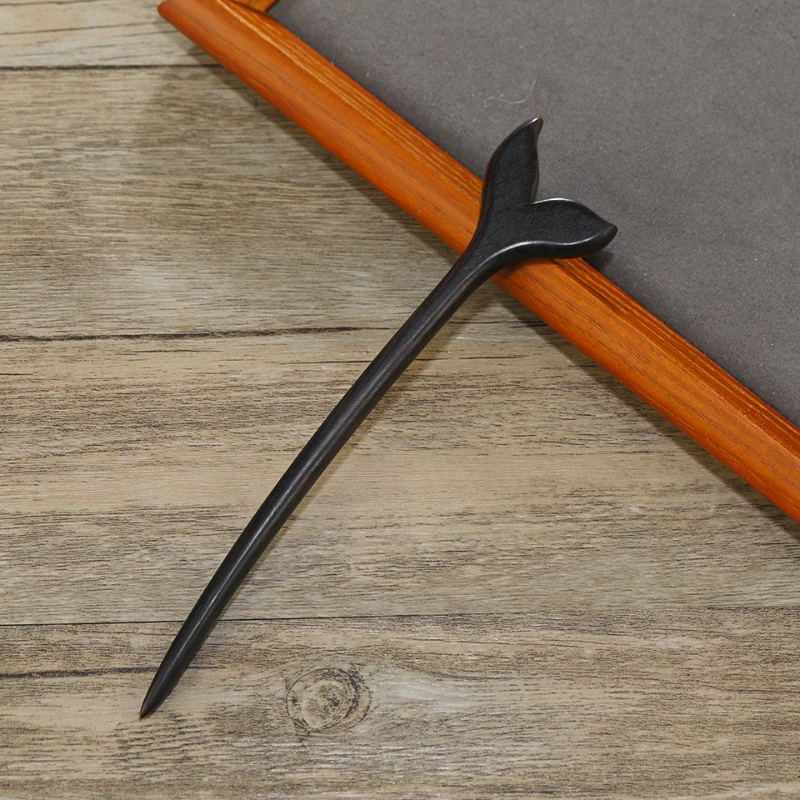 Retro New Chinese Style Cool Tail Sandalwood Hairpin with Chinese Style One Word Plate Hairpin, Ancient Hanfu Headpiece