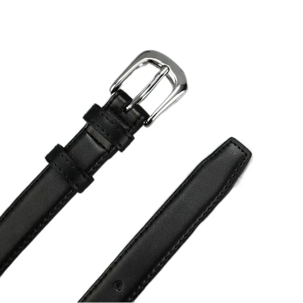 Women's Belt Fashion Pin Buckle Thin Belt Genuine Luxury Soft Belt Women with Cargo Pants Jeans Belts Black PU Leather Belt