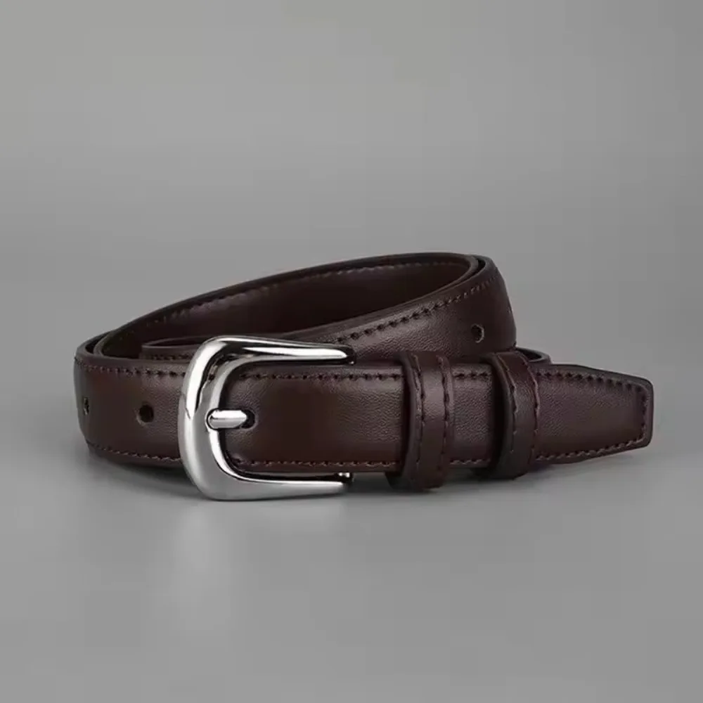 Women's Belt Fashion Pin Buckle Thin Belt Genuine Luxury Soft Belt Women with Cargo Pants Jeans Belts Black PU Leather Belt