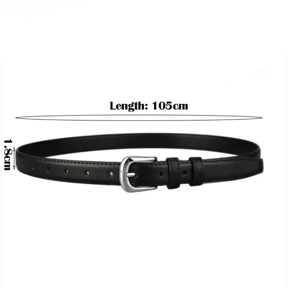 Women's Belt Fashion Pin Buckle Thin Belt Genuine Luxury Soft Belt Women with Cargo Pants Jeans Belts Black PU Leather Belt