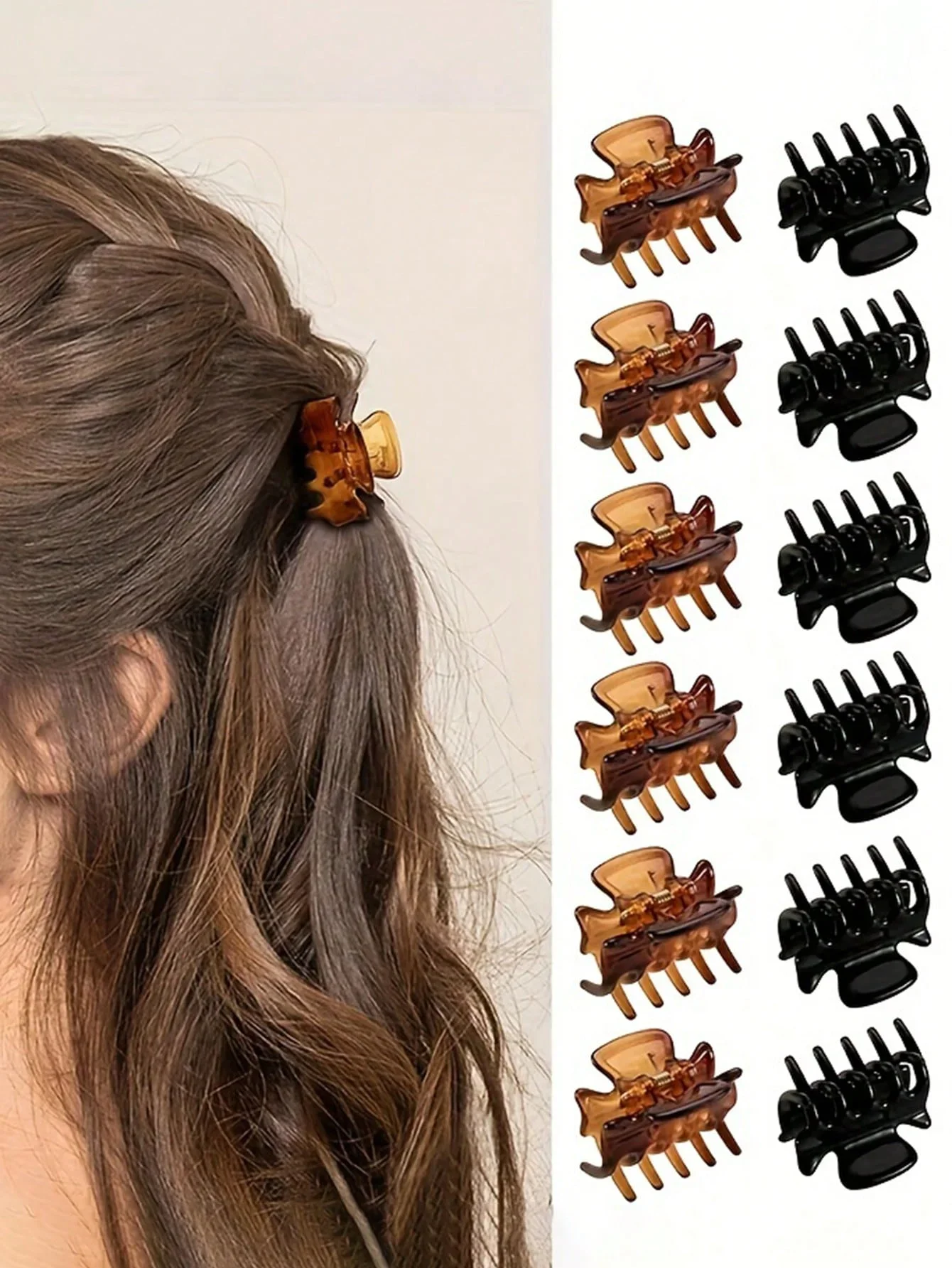 12Pcs Mini Shark Clip Ear Acupoint Beauty Small Square Hairband Hair Grab Clip Simple Plastic Hair Accessories for Women