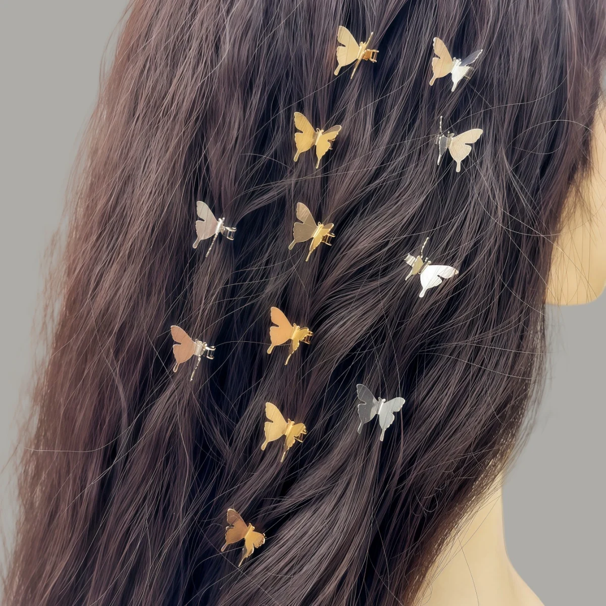 6PCS/12PCS Ladies Metal Butterfly Small hair claw Street Punk style Personality Hair accessories Hairpin Braided hair Decorative