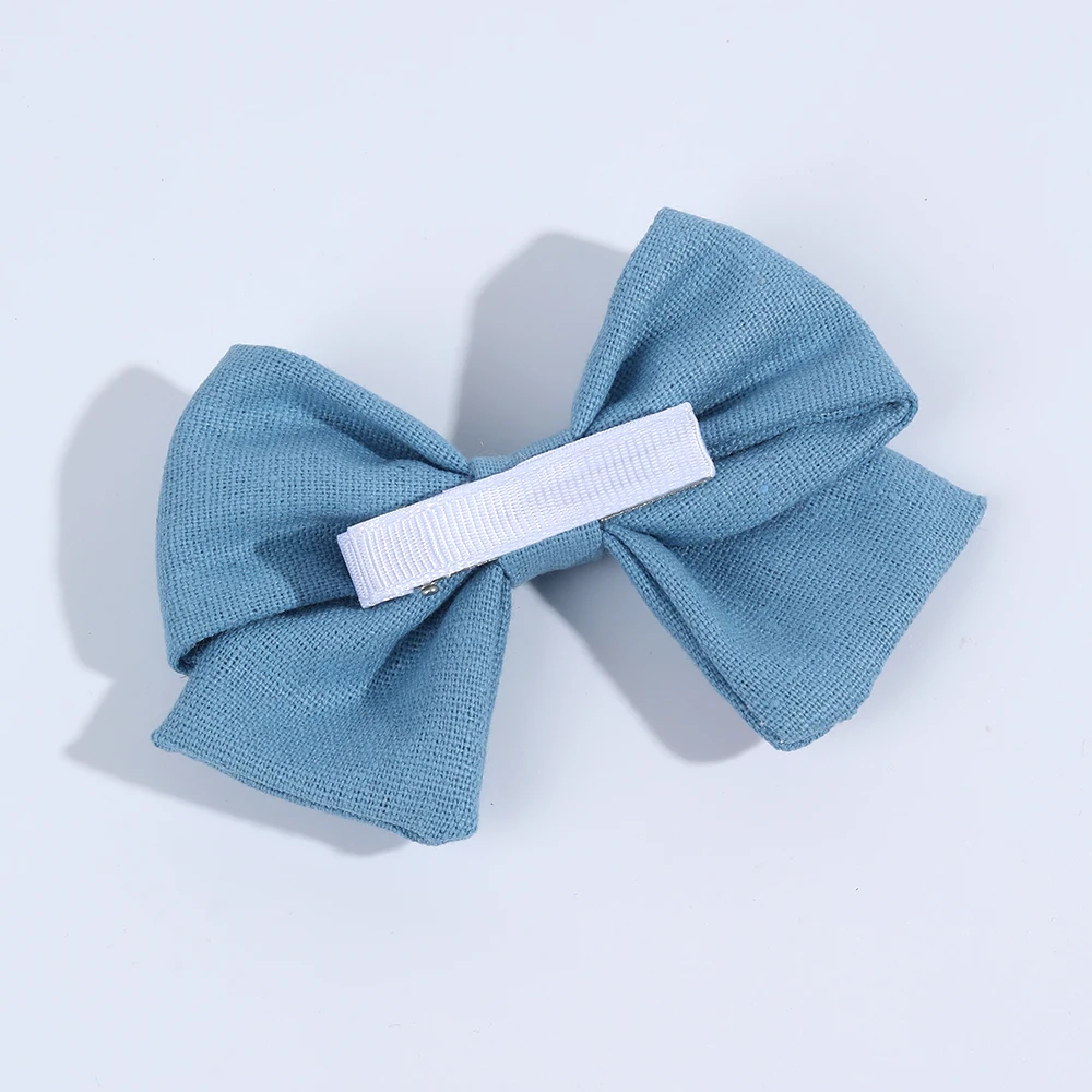 2Pcs Sky Blue Hairpins With Embroidered Rainbow Bow Handmade Pinches Girl Hair Clips Children School Party Accessories Headwear