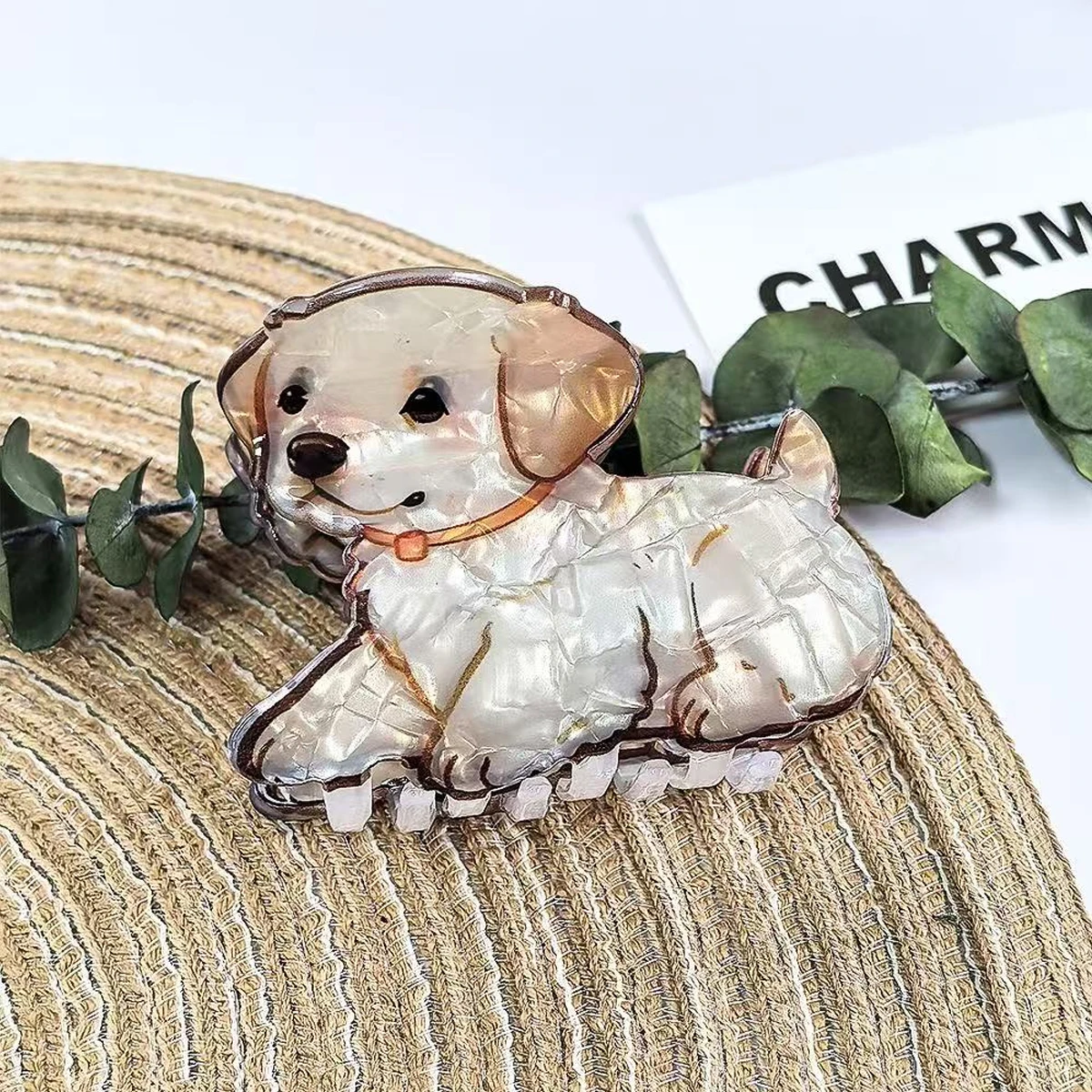 1pc cute medium animal hairpin, curly Shiba Inu corgi puppy acrylic grip clip cartoon hairpin pan hair shark clip