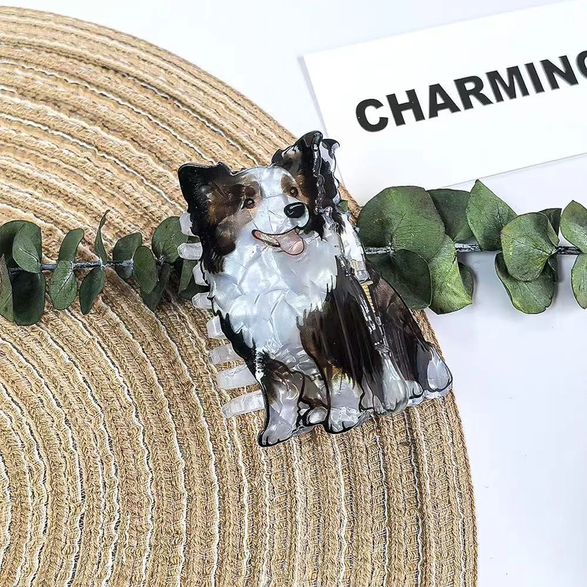 1pc cute medium animal hairpin, curly Shiba Inu corgi puppy acrylic grip clip cartoon hairpin pan hair shark clip
