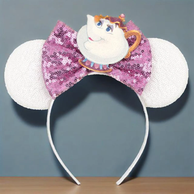 Disney Mrs.Potts and Chip Headbands for Girls Anime Teapot Ears Hair Accessories Women Cartoon Cup HairbandS Kids Belle Headwear