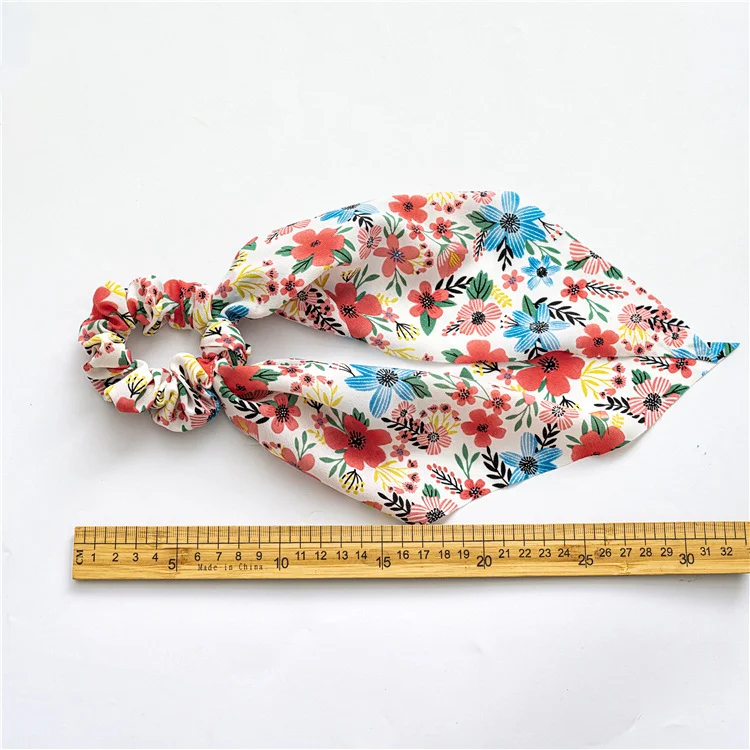 Fashion Pastoralism Print Long Ribbon Scrunchies Hair Ribbon For Women Elastic Hairband Girl Horsetail Hair Ties Hair Accessorie