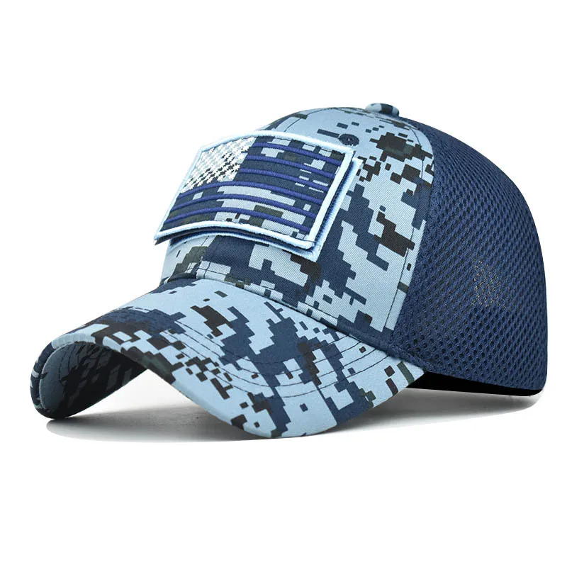 Men’s Tactical Mesh Trucker Hat, Camouflage Outdoor Baseball Cap with Removable Embroidered Patch, Adjustable Snap‑Back Sun Hat