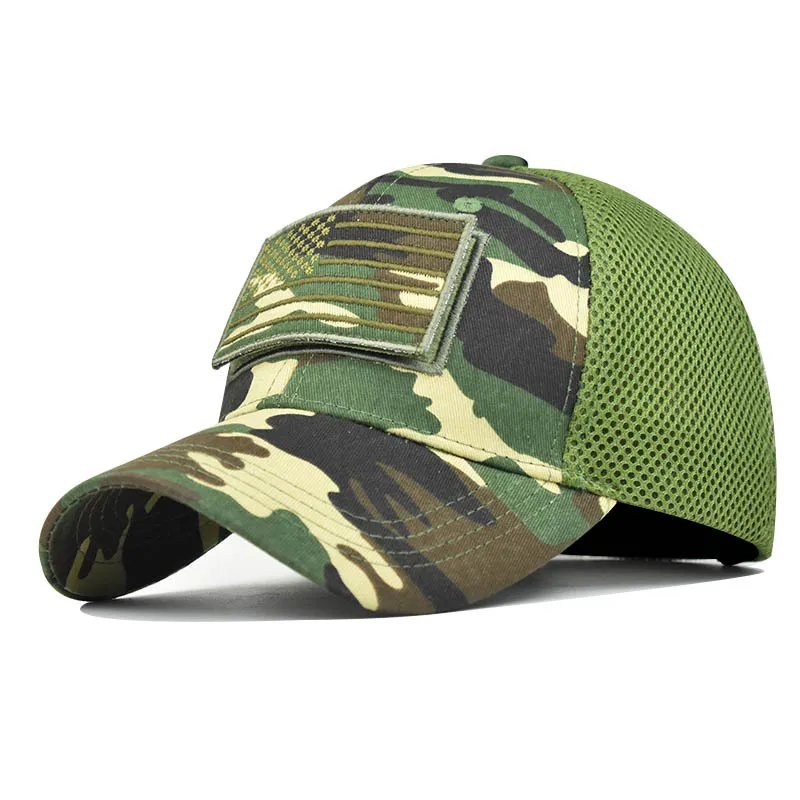 Men’s Tactical Mesh Trucker Hat, Camouflage Outdoor Baseball Cap with Removable Embroidered Patch, Adjustable Snap‑Back Sun Hat