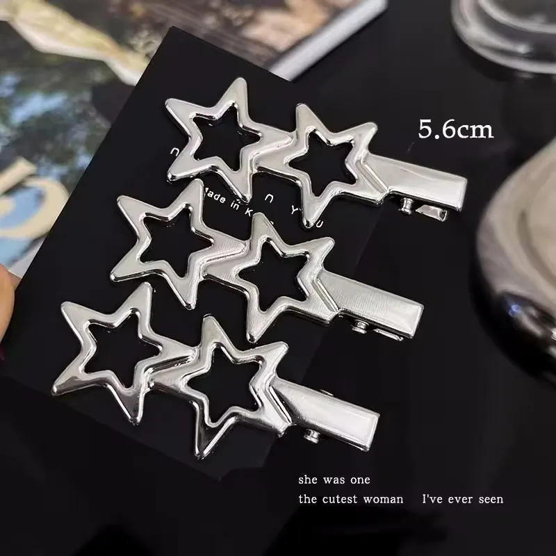 Sliver Metal Hair Clips Women Girls Y2K Duckbill Hairpin Personality Bangs Side Headwear Barrettes Hairclip Styling Accessories