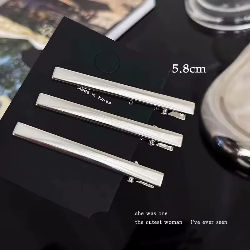 Sliver Metal Hair Clips Women Girls Y2K Duckbill Hairpin Personality Bangs Side Headwear Barrettes Hairclip Styling Accessories