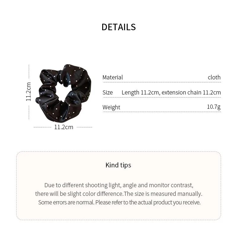 1/3 Pcs Black White Polka Dot Satin Scrunchies for Women Large Round Ruffles Hair Band Gentle Elegant Hair Ties Head Accessories