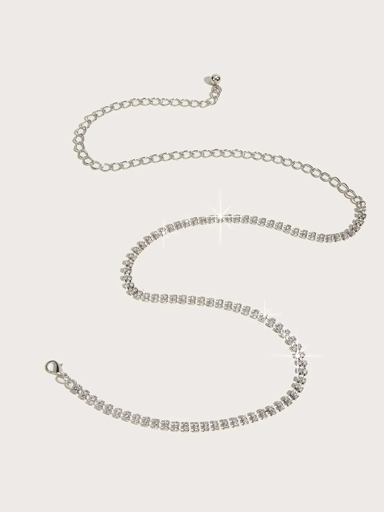 1Pcs Ladies' solid color 2 drainage diamond decorative waist chain Bling Bling Sparkling rhinestone decoration Daily outfit