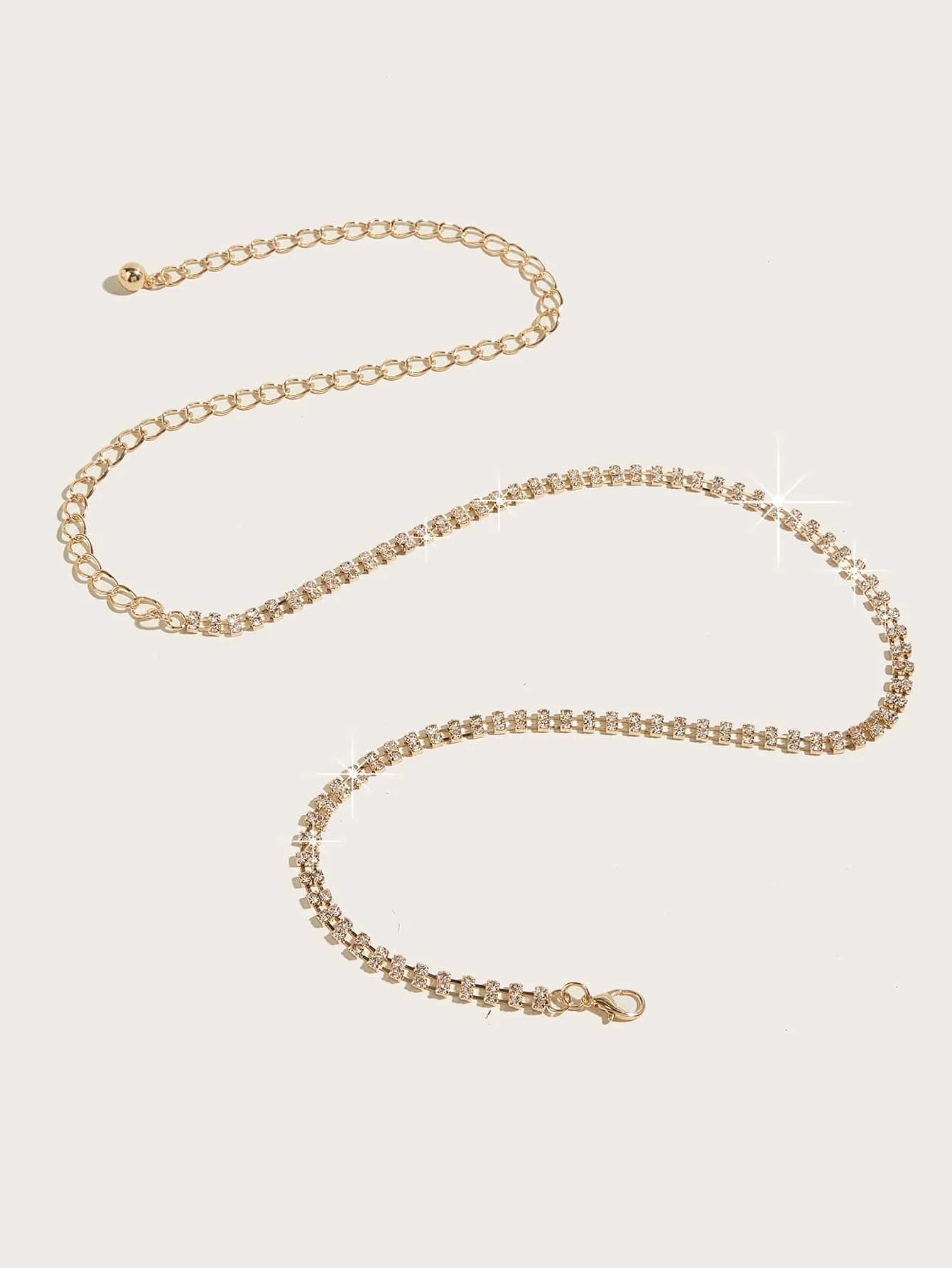 1Pcs Ladies' solid color 2 drainage diamond decorative waist chain Bling Bling Sparkling rhinestone decoration Daily outfit