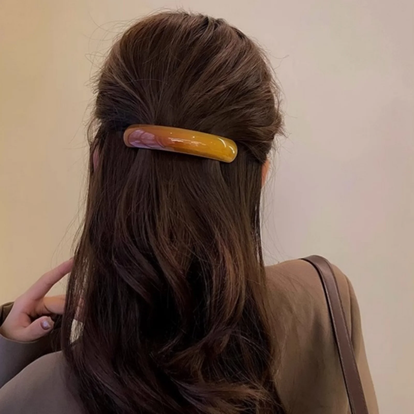 1PC One Word Spring Clip Hair Clip Female Back of the Head Advanced Feeling Hairpin Hair Fixing Clip Temperament Arc Ponytail Cl