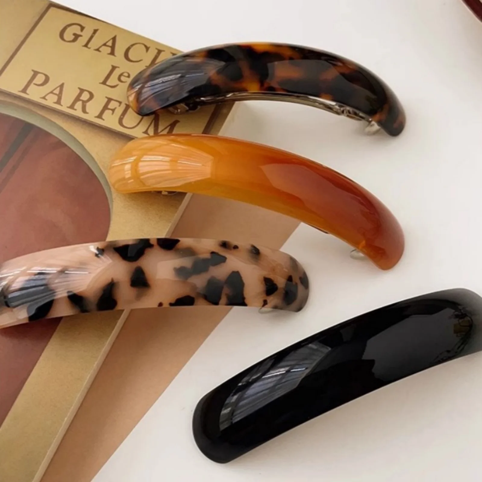 1PC One Word Spring Clip Hair Clip Female Back of the Head Advanced Feeling Hairpin Hair Fixing Clip Temperament Arc Ponytail Cl