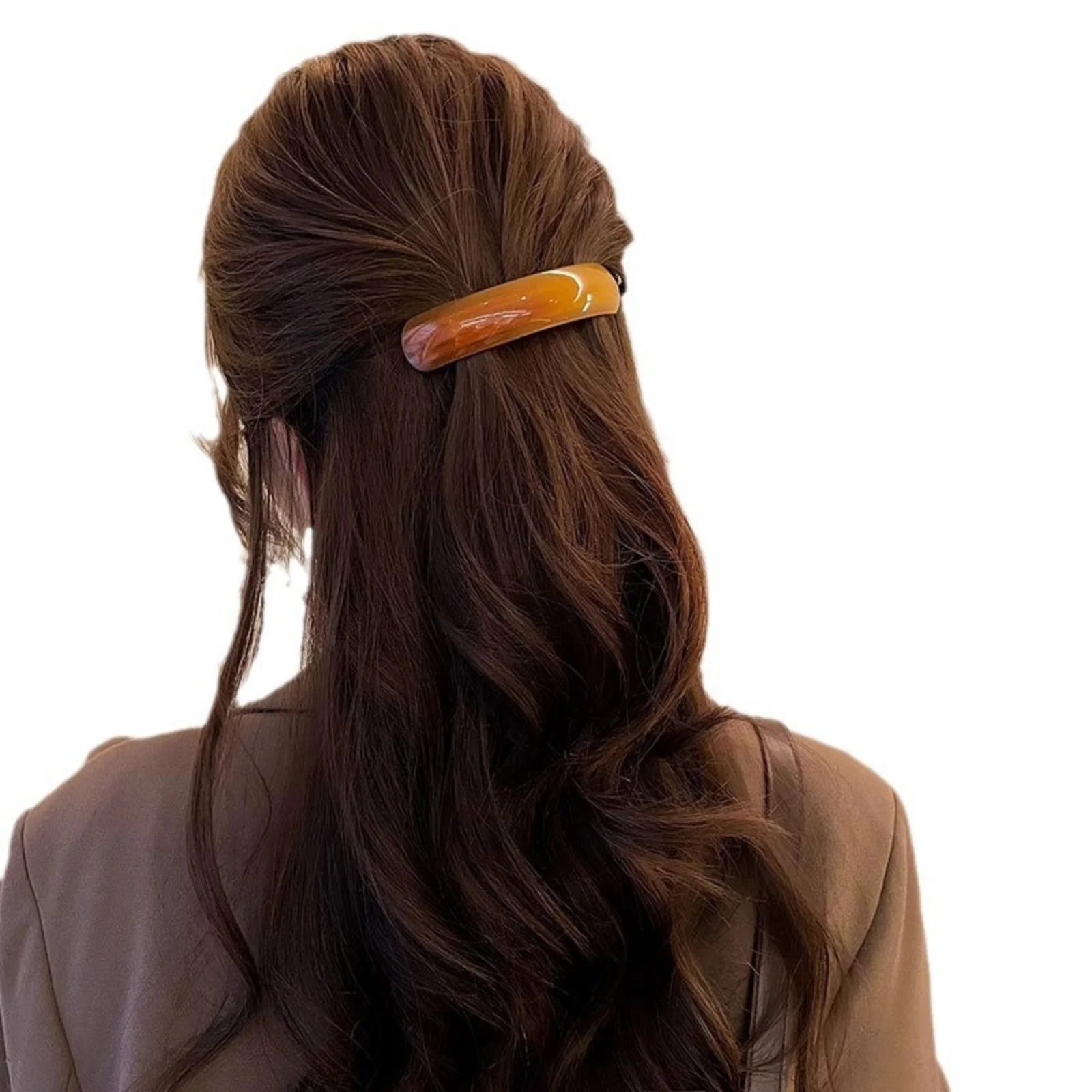 1PC One Word Spring Clip Hair Clip Female Back of the Head Advanced Feeling Hairpin Hair Fixing Clip Temperament Arc Ponytail Cl