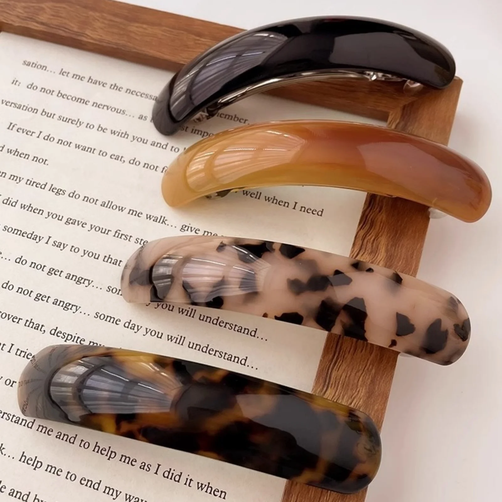 1PC One Word Spring Clip Hair Clip Female Back of the Head Advanced Feeling Hairpin Hair Fixing Clip Temperament Arc Ponytail Cl