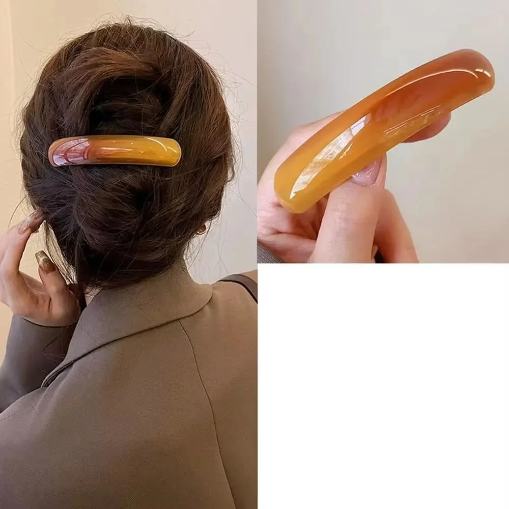 1PC One Word Spring Clip Hair Clip Female Back of the Head Advanced Feeling Hairpin Hair Fixing Clip Temperament Arc Ponytail Cl