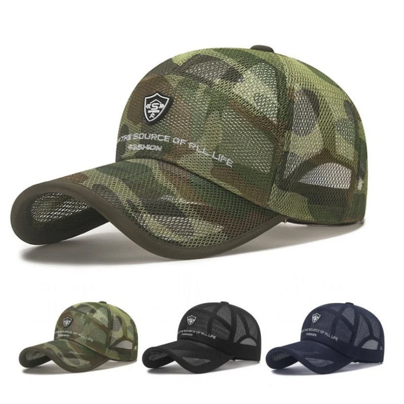 Summer Full Mesh Quick Drying Baseball Cap Breathable Net Sunhat Men Women Outdoor Anti-UV Tennis Golf Hiking Sports Cap Visors
