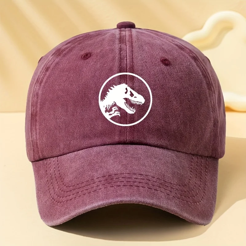 Dinosaur print retro baseball cap, sports and leisure hat suitable for outdoor sports, camping, festivals, parties and gifts